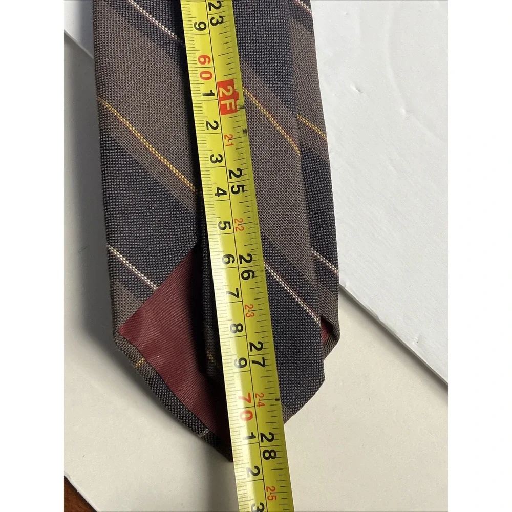 VTG Bert Pulitzer Necktie Mens Tie Tartan 100% Wool Multicolor Striped 3
